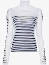 Jean Paul Gaultier mesh-design Striped T-shirt | White | FARFETCH at Farfetch